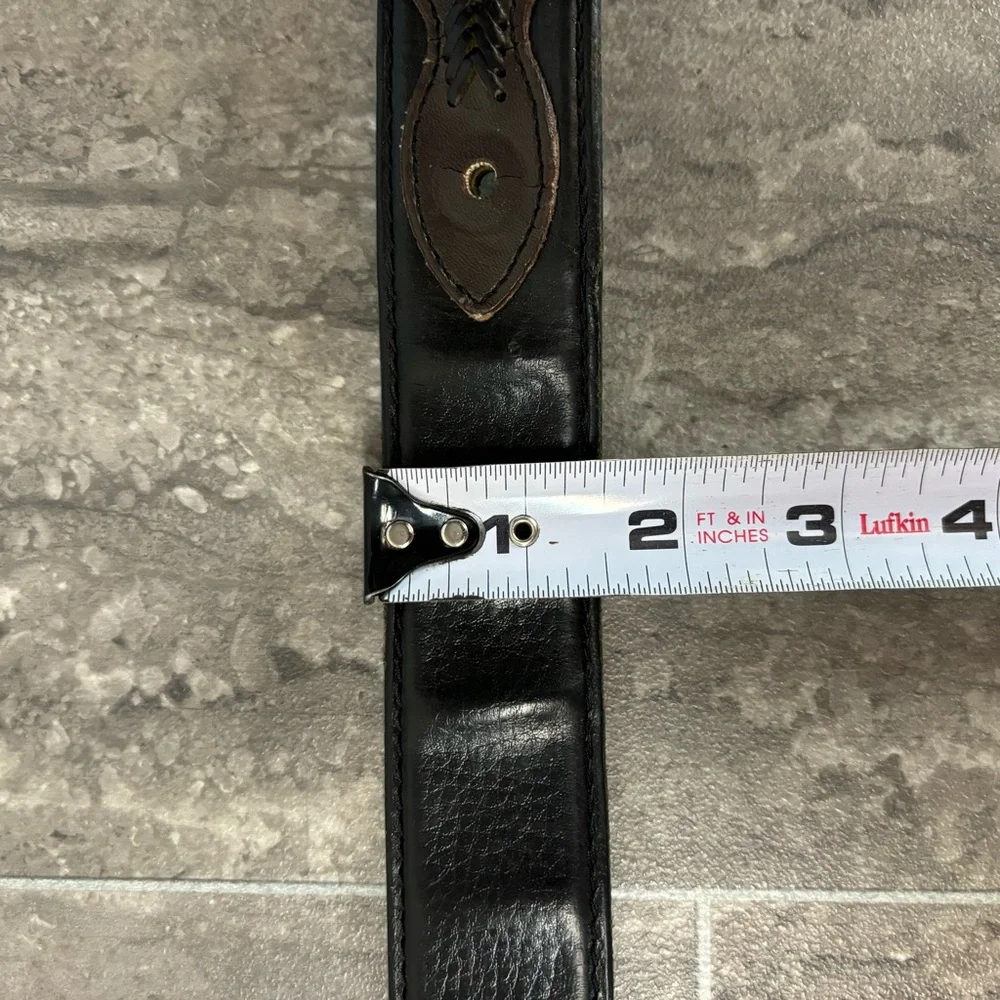 Vintage Tony Lama Texas Star Brass Buckle Belt Leather Western Concho men’s 48
